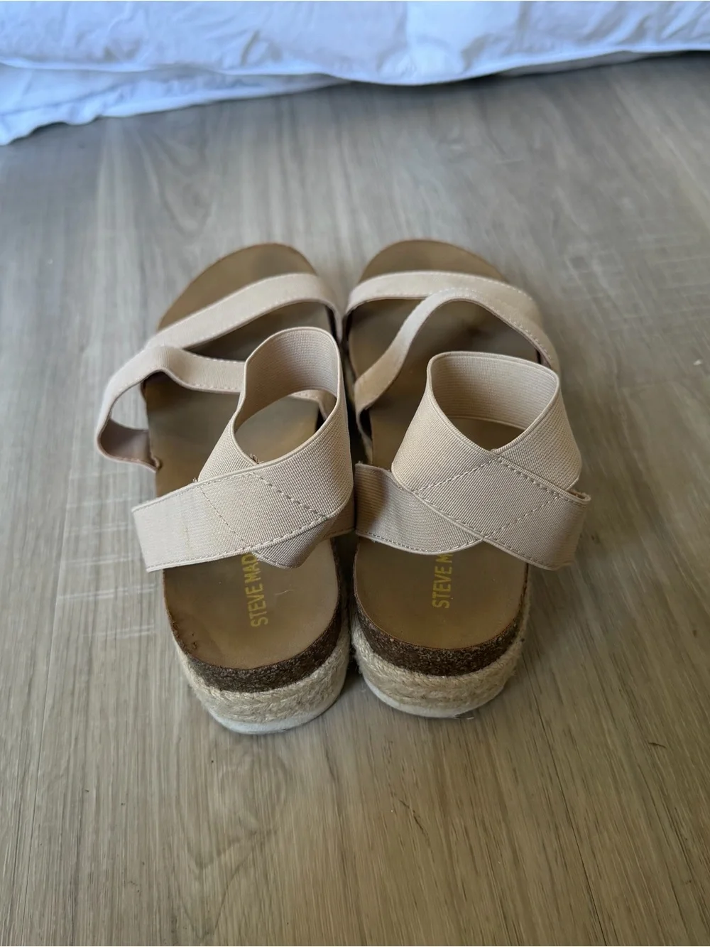 Steve Madden Beige Strappy Espadrille Platform Sandals